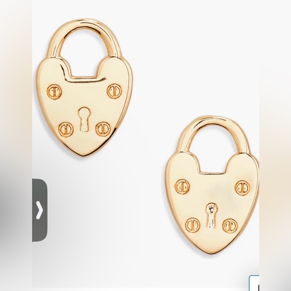 All Saints Jewelry - All saints Gold Heart Padlock Stud Earrings - Elegant Women's Jewelry